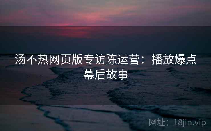 汤不热网页版专访陈运营：播放爆点幕后故事