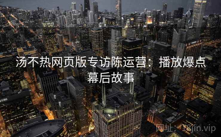 汤不热网页版专访陈运营：播放爆点幕后故事