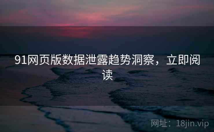 91网页版数据泄露趋势洞察，立即阅读
